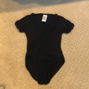 FREE PEOPLE black v neck body suit